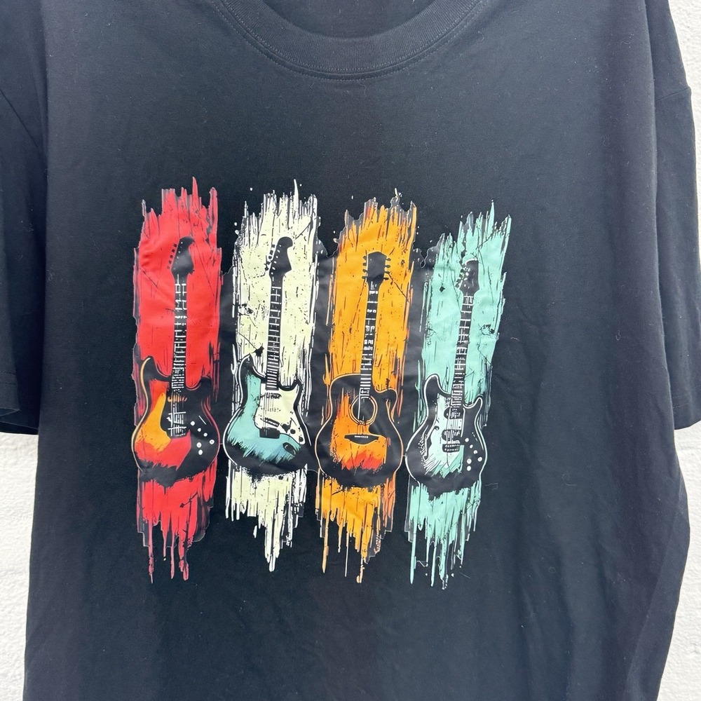 Electric Guitar Collection Shirt Colorful Rock Musician‎ Graphic Tee Front Print